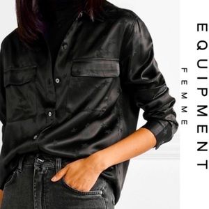 Equipment X Tabitha Simmons Black Star Dress Shirt S